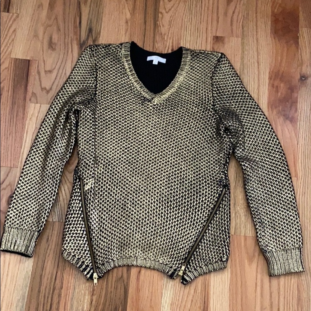 Gold metallic painted sweater
